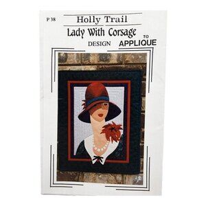 Holly Trail Lady with Corsage Quilt Applique Hanging Pattern Vogue Flapper 16x20
